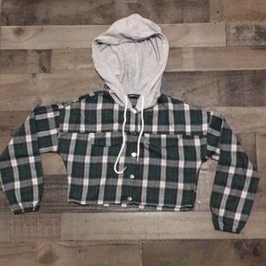 Shein Hooded Crop Shirt